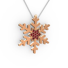 Vande Kar Tanesi Kolye - Garnet 18 ayar rose altın kolye (40 cm beyaz altın rolo zincir) #fsuvyh