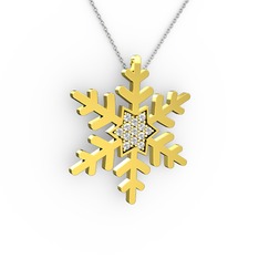 Vande Kar Tanesi Kolye - Beyaz zirkon 14 ayar altın kolye (40 cm beyaz altın rolo zincir) #klkpz5