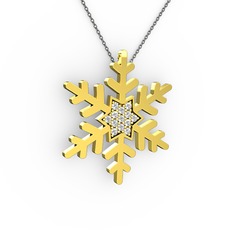 Vande Kar Tanesi Kolye - Beyaz zirkon 8 ayar altın kolye (40 cm gümüş rolo zincir) #kz2wbv