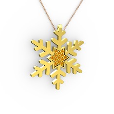 Vande Kar Tanesi Kolye - Sitrin 925 ayar altın kaplama gümüş kolye (40 cm rose altın rolo zincir) #p8pn9