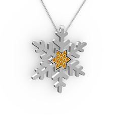 Vande Kar Tanesi Kolye - Sitrin 14 ayar beyaz altın kolye (40 cm gümüş rolo zincir) #shuofk