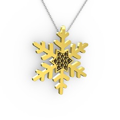 Vande Kar Tanesi Kolye - Dumanlı kuvars 18 ayar altın kolye (40 cm gümüş rolo zincir) #t116t5
