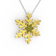 Vande Kar Tanesi Kolye - Peridot 18 ayar altın kolye (40 cm gümüş rolo zincir) #x1b5ms