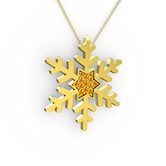 Vande Kar Tanesi Kolye - Sitrin 8 ayar altın kolye (40 cm altın rolo zincir) #y2qhic