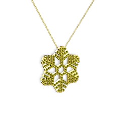 Peridot 14 ayar altın kolye (40 cm gümüş rolo zincir)