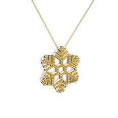 Neva Kar Tanesi Kolye - Sitrin 925 ayar gümüş kolye (40 cm altın rolo zincir) #12ce8cz