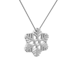 Neva Kar Tanesi Kolye - Beyaz zirkon 925 ayar gümüş kolye (40 cm gümüş rolo zincir) #1473t7g