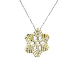 Neva Kar Tanesi Kolye - Beyaz zirkon 18 ayar altın kolye (40 cm gümüş rolo zincir) #18ik3q2