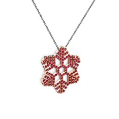 Neva Kar Tanesi Kolye - Rodolit garnet 8 ayar rose altın kolye (40 cm gümüş rolo zincir) #18kym5u