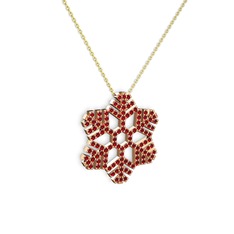 Neva Kar Tanesi Kolye - Garnet 14 ayar rose altın kolye (40 cm altın rolo zincir) #1hdtdjw