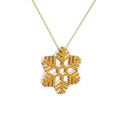 Neva Kar Tanesi Kolye - Sitrin 8 ayar rose altın kolye (40 cm altın rolo zincir) #1henl8s