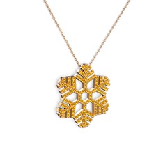 Neva Kar Tanesi Kolye - Sitrin 18 ayar rose altın kolye (40 cm gümüş rolo zincir) #1omjemq
