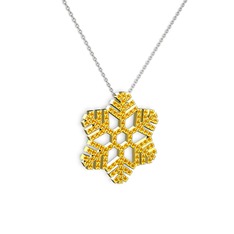 Neva Kar Tanesi Kolye - Sitrin 18 ayar altın kolye (40 cm beyaz altın rolo zincir) #1pizgm8