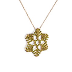 Neva Kar Tanesi Kolye - Peridot 18 ayar rose altın kolye (40 cm gümüş rolo zincir) #1qgwshb