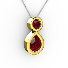 Garnet 18 ayar altın kolye (40 cm beyaz altın rolo zincir)