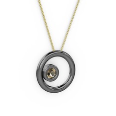 Calista Kolye - Dumanlı kuvars 925 ayar siyah rodyum kaplama gümüş kolye (40 cm altın rolo zincir) #11bwfx4
