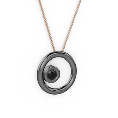 Calista Kolye - Siyah zirkon 925 ayar siyah rodyum kaplama gümüş kolye (40 cm rose altın rolo zincir) #147gg5r