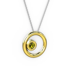 Calista Kolye - Peridot 14 ayar altın kolye (40 cm beyaz altın rolo zincir) #18asj2u