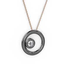Calista Kolye - Pırlanta 925 ayar siyah rodyum kaplama gümüş kolye (0.14 karat, 40 cm rose altın rolo zincir) #1scqoux