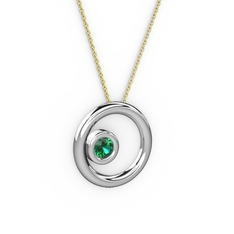 Calista Kolye - Yeşil kuvars 925 ayar gümüş kolye (40 cm altın rolo zincir) #3g4ani
