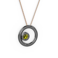 Calista Kolye - Peridot 925 ayar siyah rodyum kaplama gümüş kolye (40 cm gümüş rolo zincir) #j11pq7