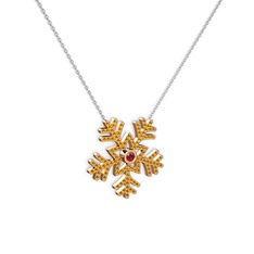 Lumi Kar Tanesi Kolye - Garnet ve sitrin 8 ayar rose altın kolye (40 cm beyaz altın rolo zincir) #1l214sj