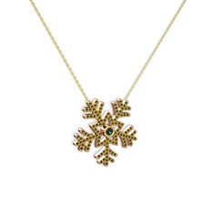 Lumi Kar Tanesi Kolye - Yeşil kuvars ve peridot 18 ayar rose altın kolye (40 cm altın rolo zincir) #1ny6om0