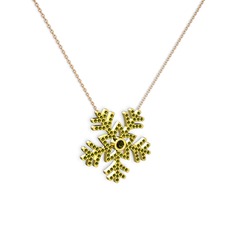 Lumi Kar Tanesi Kolye - Peridot 925 ayar altın kaplama gümüş kolye (40 cm rose altın rolo zincir) #1sbsz53