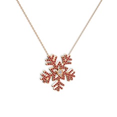 Lumi Kar Tanesi Kolye - Swarovski ve garnet 18 ayar rose altın kolye (40 cm rose altın rolo zincir) #9wlurf