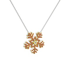 Lumi Kar Tanesi Kolye - Swarovski ve garnet 8 ayar altın kolye (40 cm beyaz altın rolo zincir) #axucxd