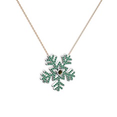 Lumi Kar Tanesi Kolye - Peridot ve yeşil kuvars 925 ayar gümüş kolye (40 cm rose altın rolo zincir) #heee9x
