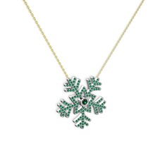 Lumi Kar Tanesi Kolye - Yeşil kuvars 8 ayar beyaz altın kolye (40 cm gümüş rolo zincir) #t013qc