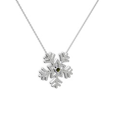 Lumi Kar Tanesi Kolye - Peridot ve swarovski 14 ayar beyaz altın kolye (40 cm beyaz altın rolo zincir) #zcz2wm