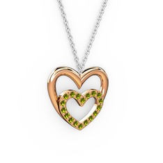 Kalpli Kolye - Peridot 8 ayar rose altın kolye (40 cm beyaz altın rolo zincir) #1mq315g