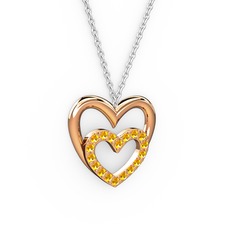 Kalpli Kolye - Sitrin 8 ayar rose altın kolye (40 cm beyaz altın rolo zincir) #1nv3g7p