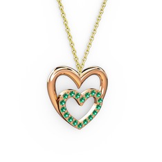 Kalpli Kolye - Yeşil kuvars 18 ayar rose altın kolye (40 cm altın rolo zincir) #1rlsea8