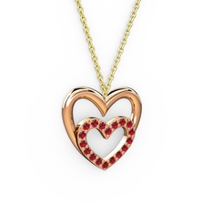 Kalpli Kolye - Garnet 14 ayar rose altın kolye (40 cm gümüş rolo zincir) #99610d