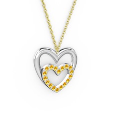 Kalpli Kolye - Sitrin 14 ayar beyaz altın kolye (40 cm altın rolo zincir) #hpg8s0