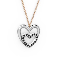Kalpli Kolye - Siyah zirkon 14 ayar beyaz altın kolye (40 cm gümüş rolo zincir) #jtgqen