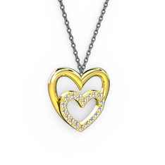 Kalpli Kolye - Pırlanta 14 ayar altın kolye (0.198 karat, 40 cm gümüş rolo zincir) #l0lxin