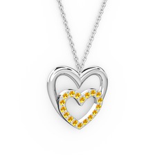 Kalpli Kolye - Sitrin 14 ayar beyaz altın kolye (40 cm beyaz altın rolo zincir) #lux16h