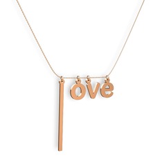 Love Kolye - 8 ayar rose altın kolye (40 cm gümüş rolo zincir) #pnyyey