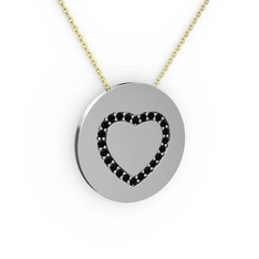 Nina Kalp Kolye - Siyah zirkon 925 ayar gümüş kolye (40 cm altın rolo zincir) #14lnaci