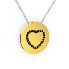 Nina Kalp Kolye - Siyah zirkon 18 ayar altın kolye (40 cm beyaz altın rolo zincir) #1ixxuqy