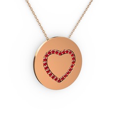 Nina Kalp Kolye - Garnet 925 ayar rose altın kaplama gümüş kolye (40 cm rose altın rolo zincir) #1ka7fme