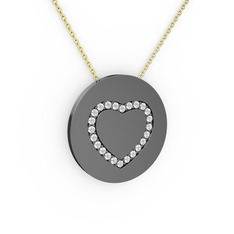 Nina Kalp Kolye - Pırlanta 925 ayar siyah rodyum kaplama gümüş kolye (0.36 karat, 40 cm gümüş rolo zincir) #1m8h8ig