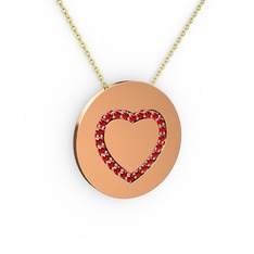 Nina Kalp Kolye - Garnet 18 ayar rose altın kolye (40 cm altın rolo zincir) #1r9hb3m