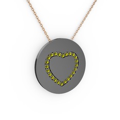 Nina Kalp Kolye - Peridot 925 ayar siyah rodyum kaplama gümüş kolye (40 cm gümüş rolo zincir) #ampqqf