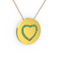Nina Kalp Kolye - Yeşil kuvars 14 ayar altın kolye (40 cm gümüş rolo zincir) #no7npl