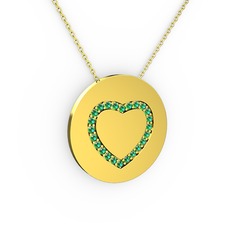 Nina Kalp Kolye - Yeşil kuvars 925 ayar altın kaplama gümüş kolye (40 cm altın rolo zincir) #om9is1